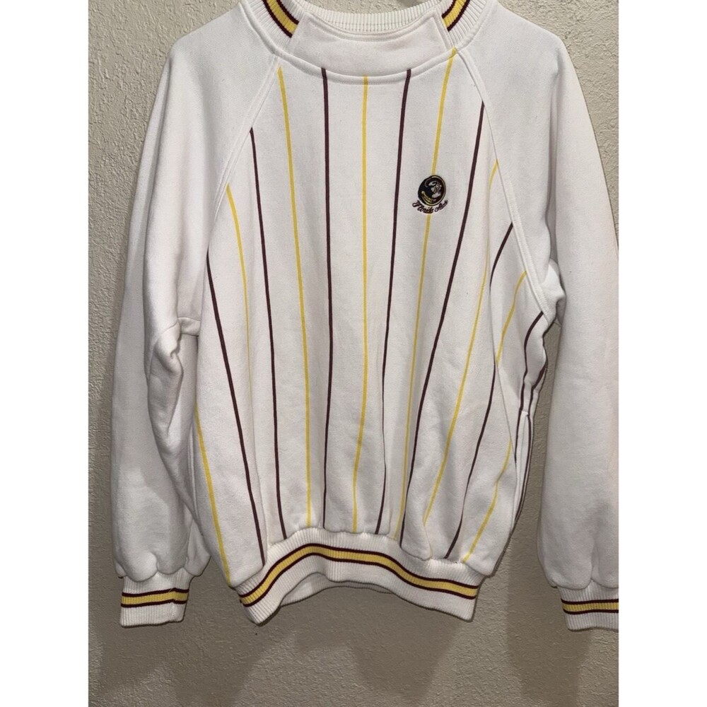 Florida State Seminoles Divots Vintage (Size Lg) FSU Pullover White/Garnet/Gold